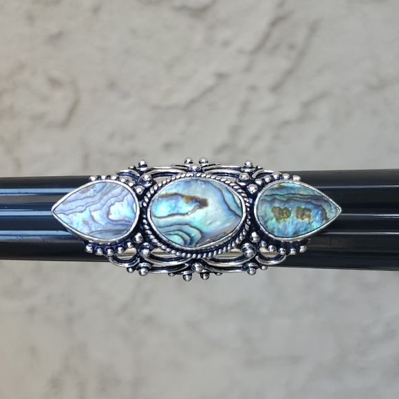 New Abalone Shell 925 Silver Statement Ring. - Picture 12 of 14